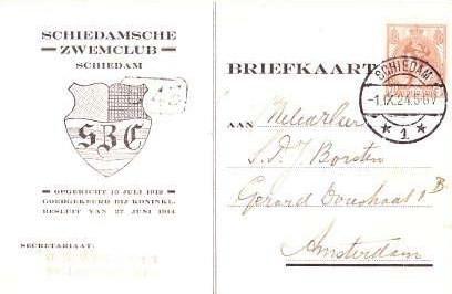 Briefkaart – Hoe verging het een SZC-waterpolosecretaris in 1924?