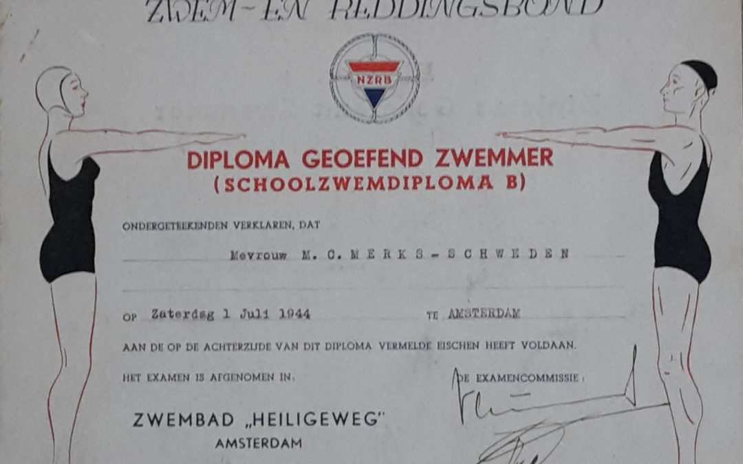 Diploma – Geoefend Zwemmer (Schoolzwemdiploma B) (1944)