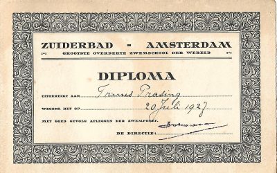 Diploma – Zuiderbad Amsterdam (1927)