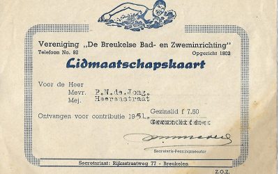 Lidmaatschapskaart – De Breukelse Bad- en Zweminrichting (1951)