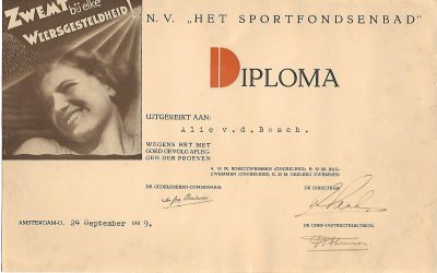 Diploma – Sportfondsenbad-Oost Amsterdam (1939)