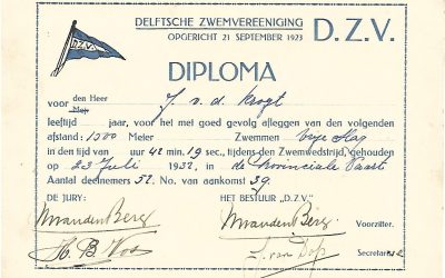 Diploma – 1500 meter zwemwedstrijd (1932)